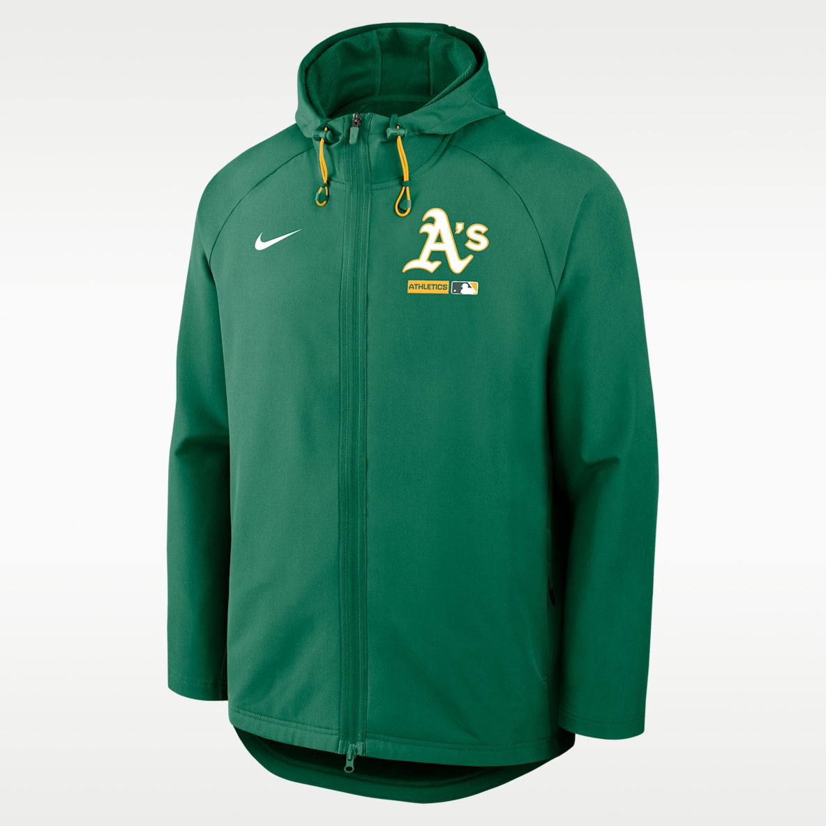 Athletics Authentic Collection Chamarra Nike Therma-FIT de la MLB con gorro y cierre completo para hombre