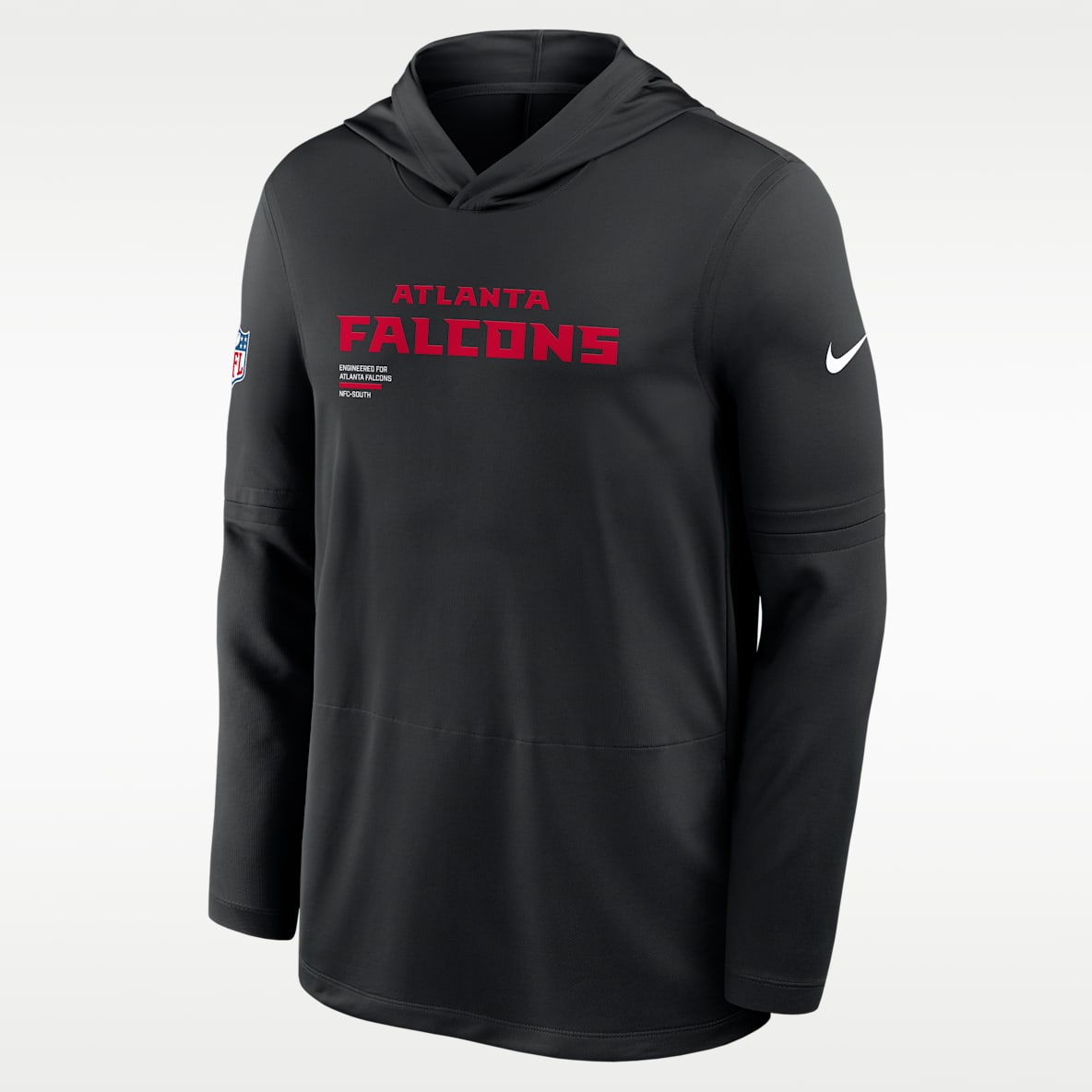 Atlanta Falcons Pure Fury Sideline Playera de manga larga Nike Dri-FIT de la NFL con gorro para hombre