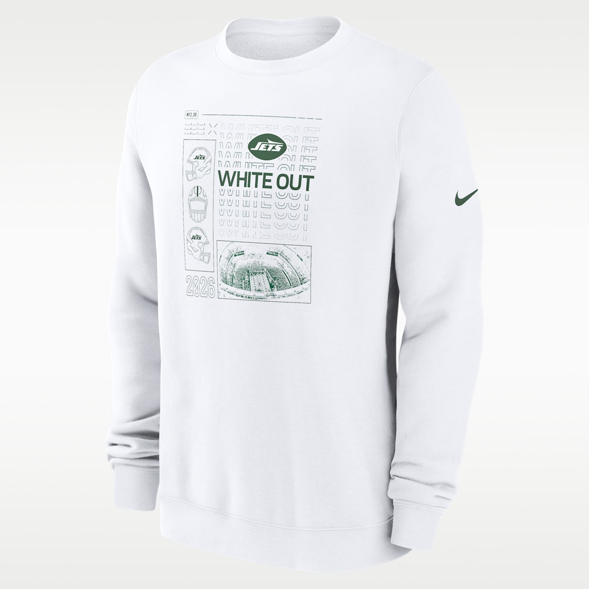 New York Jets White Out Men's Nike NFL Pullover Crew