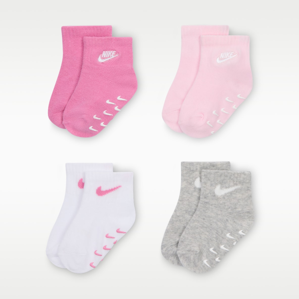 Nike Calcetines con agarre con logotipo para bebé (4 pares) (3 a 6 meses)