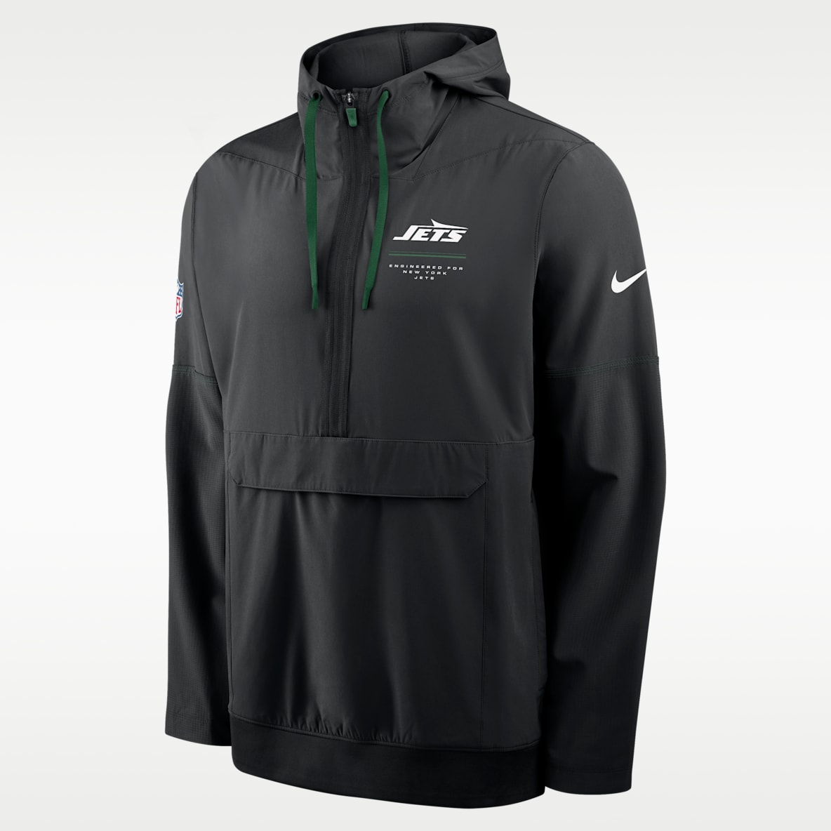 New York Jets Sideline Anorak Chamarra Nike de la NFL de medio cierre con gorro para hombre