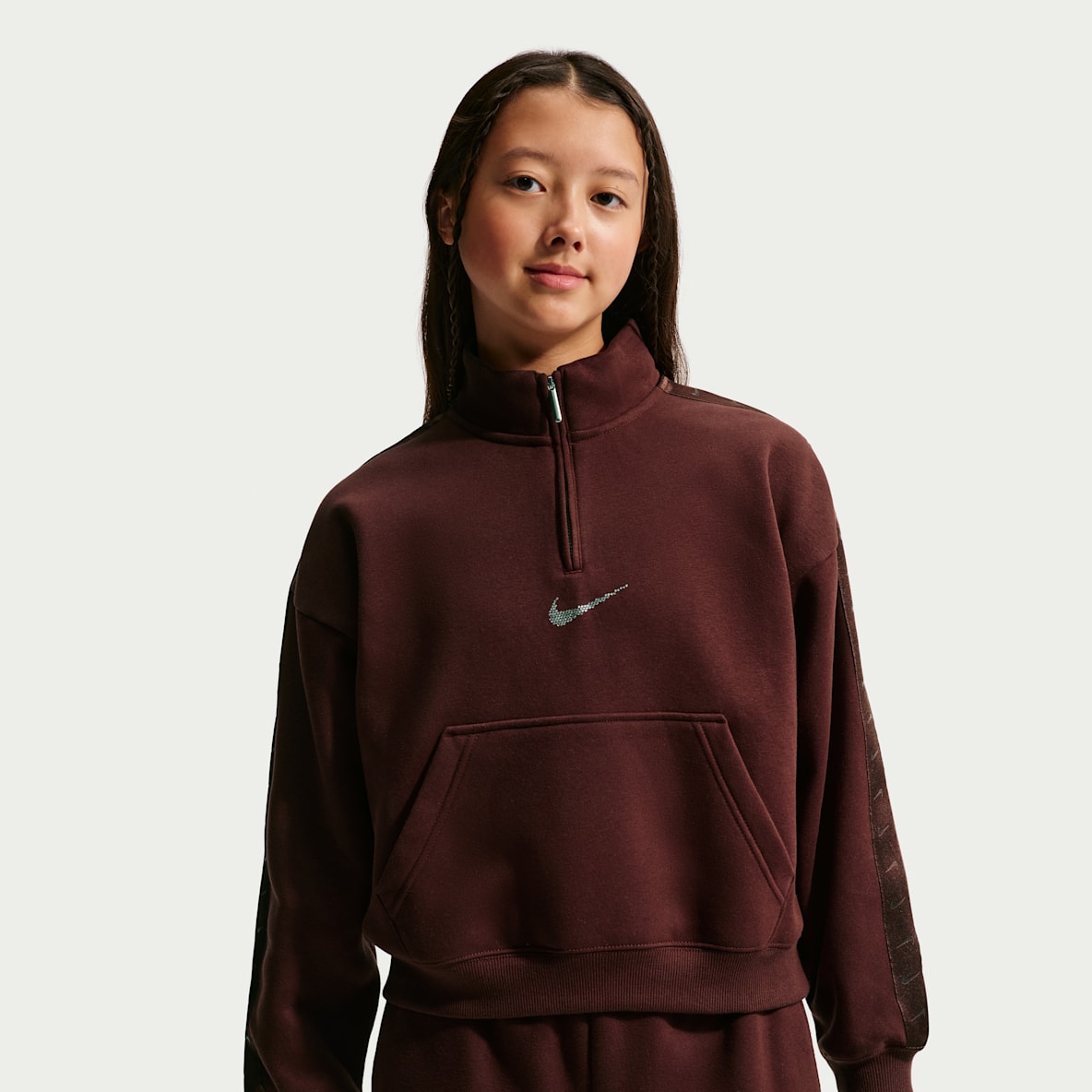 Nike Sportswear Studio Fleece Sudadera con cierre de 1/4 para niña talla grande