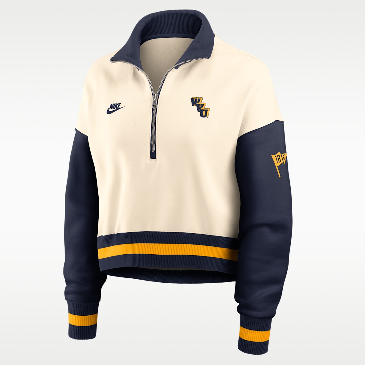 West Virginia Legacy Women's Nike College Cropped Oversized 1/4-Zip Crew