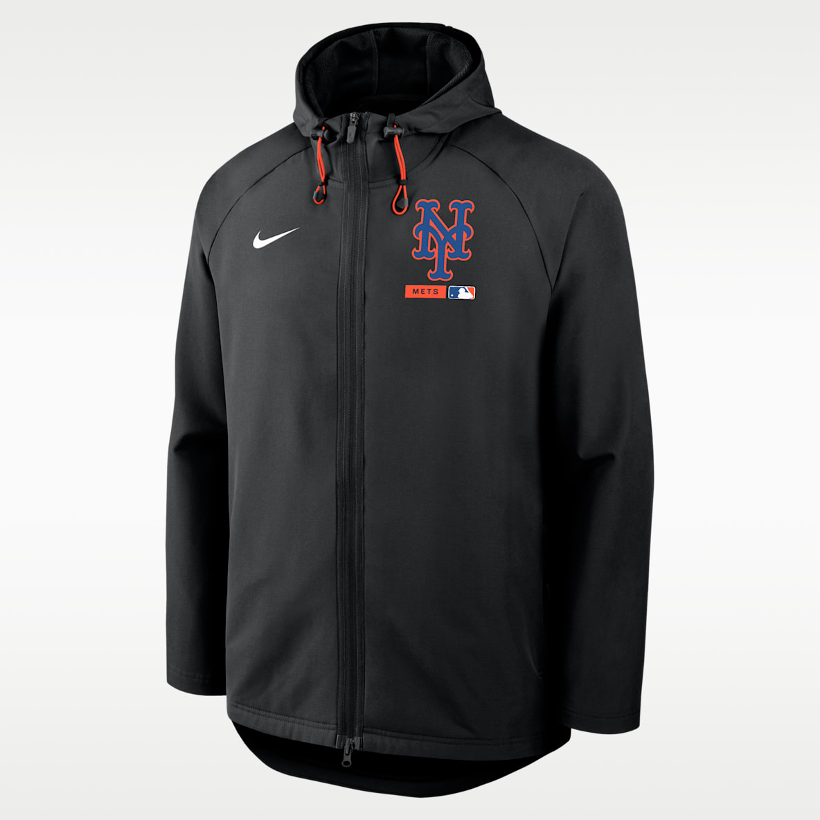 New York Mets Authentic Collection Chamarra con gorro y cierre completo Nike Therma-FIT de la MLB para hombre