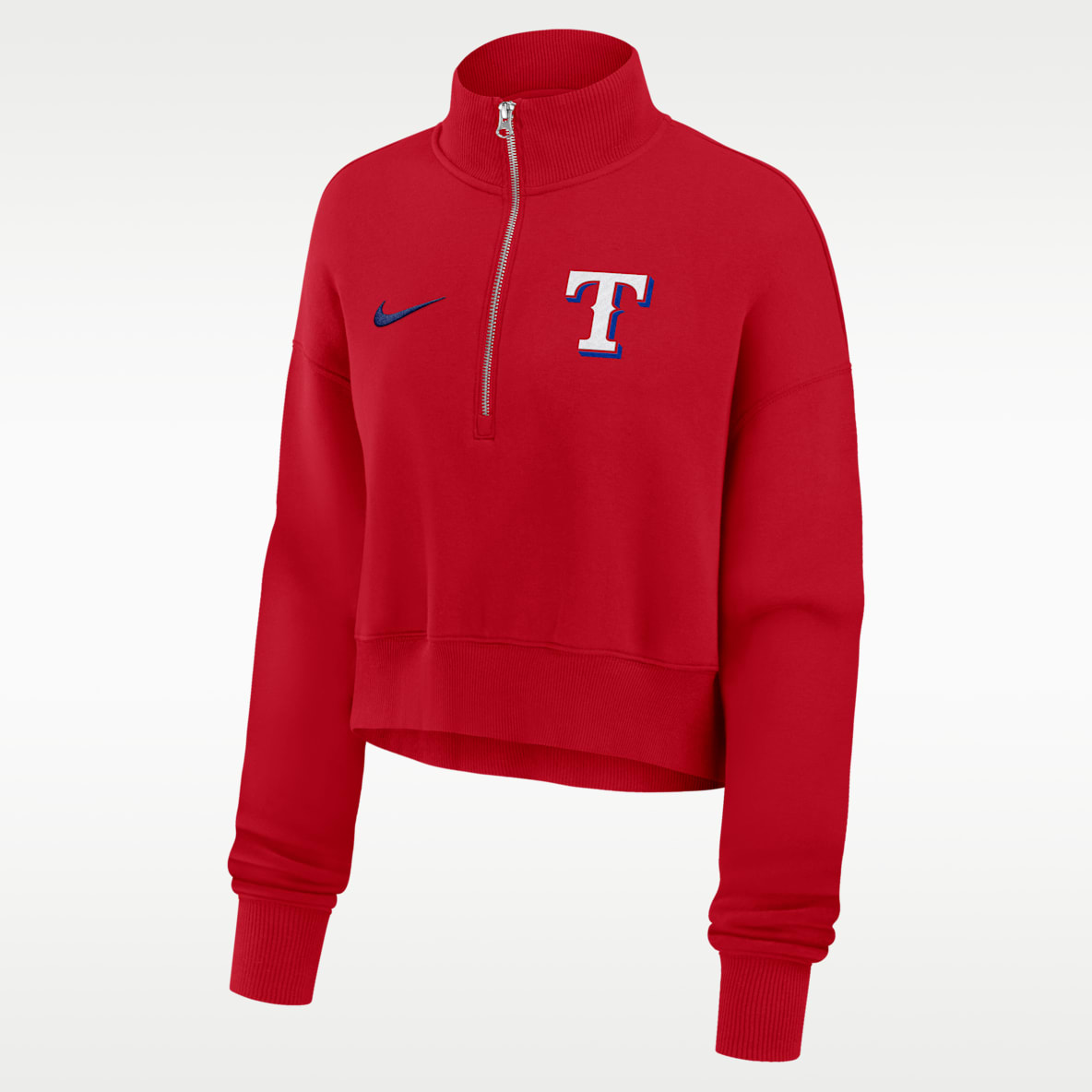 Texas Rangers Phoenix Sudadera de cuello redondo Nike de la MLB cropped con cierre de 1/4 para mujer