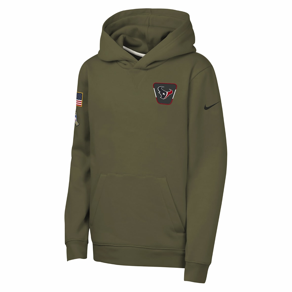Nike Club Fleece de la NFL de los Houston Texans Sudadera con gorro sin cierre "Salute to Service" para niños talla grande