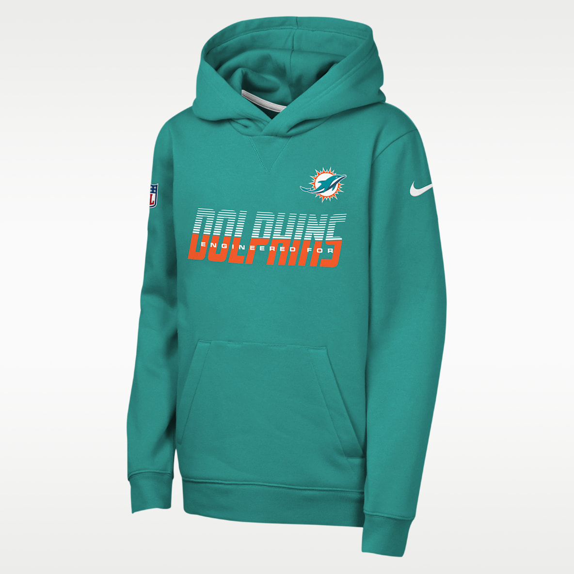 Miami Dolphins Sideline Sudadera con gorro sin cierre Nike de la NFL para niños talla grande