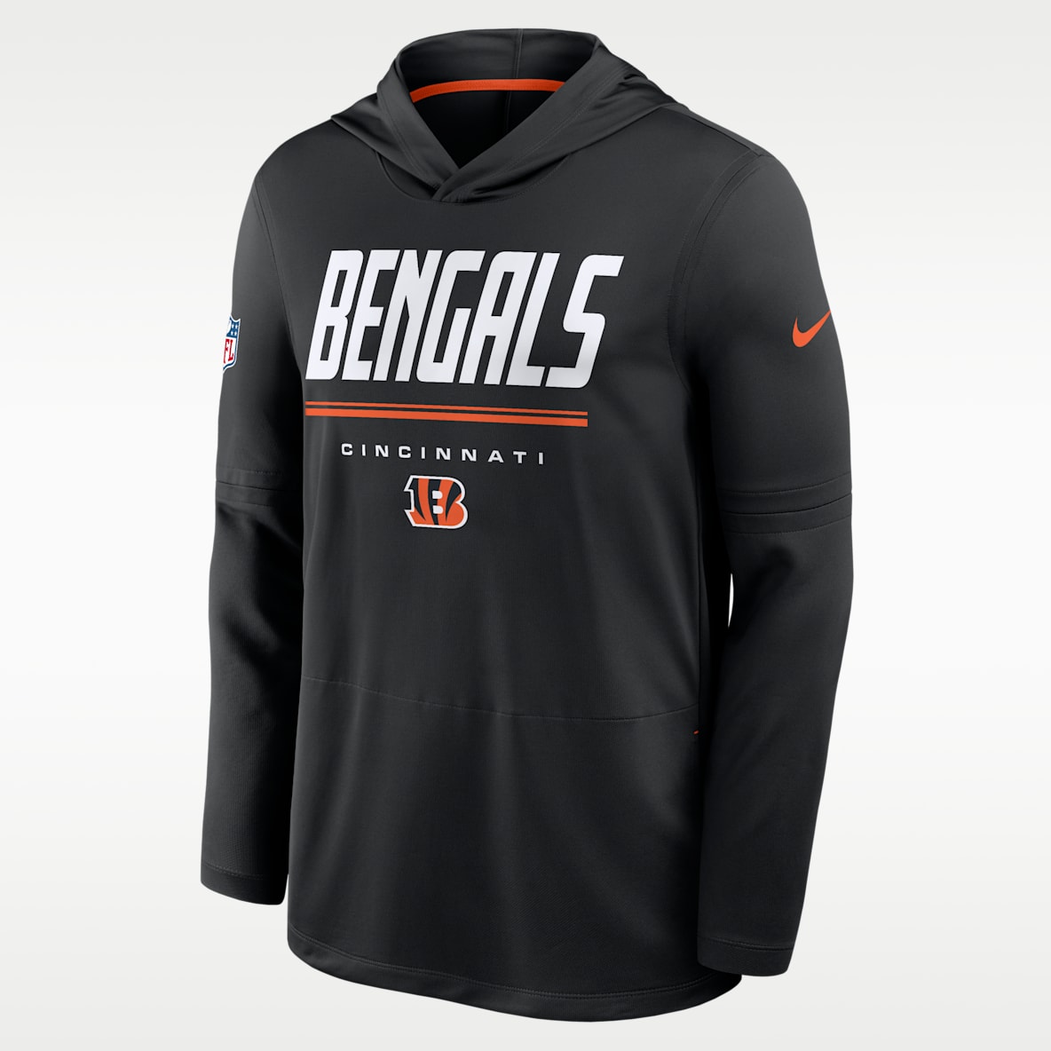 Cincinnati Bengals Sideline Playera de manga larga Nike Dri-FIT de la NFL con gorro para hombre