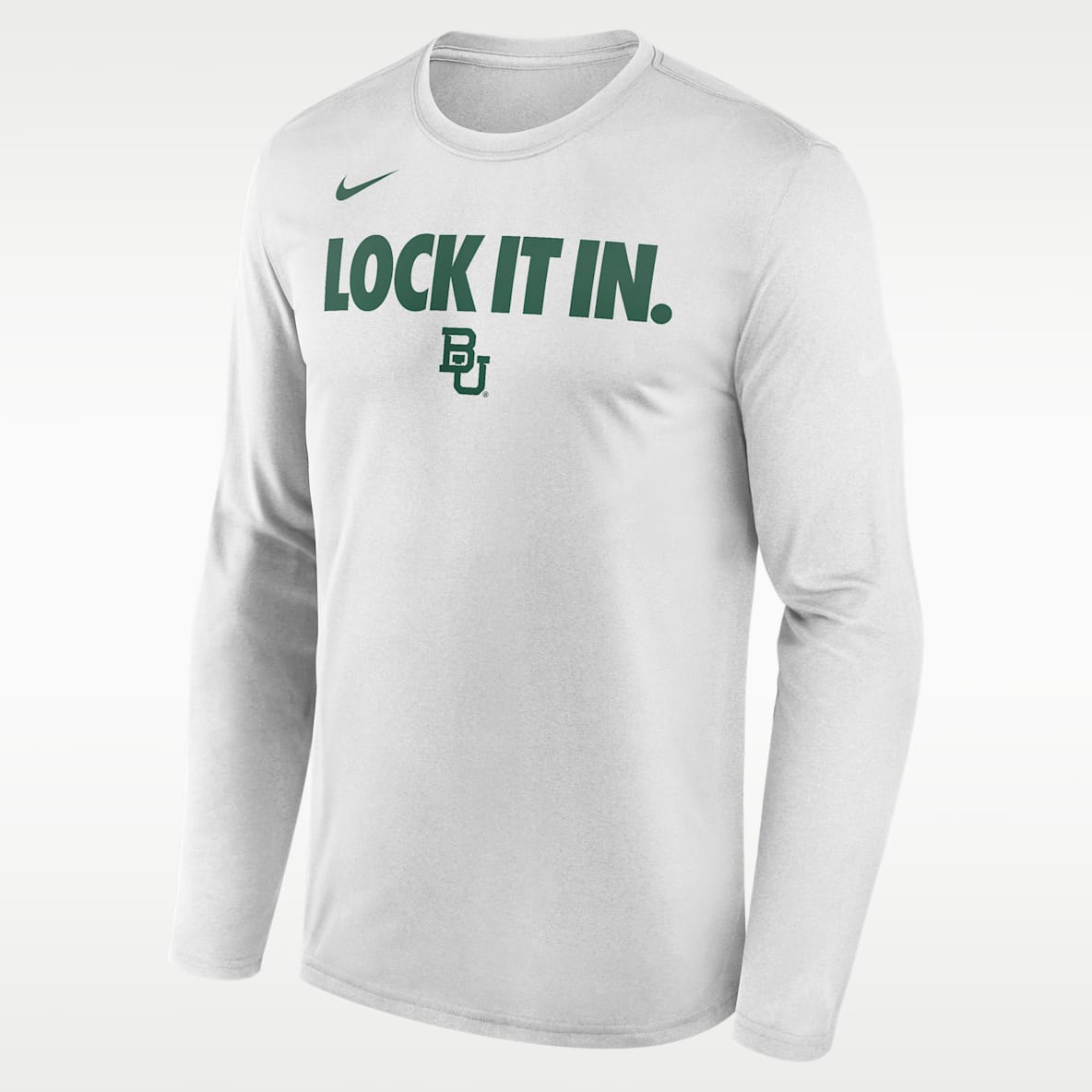 Baylor 2026 On-Court Bench Playera de manga larga universitaria Nike Dri-FIT para hombre