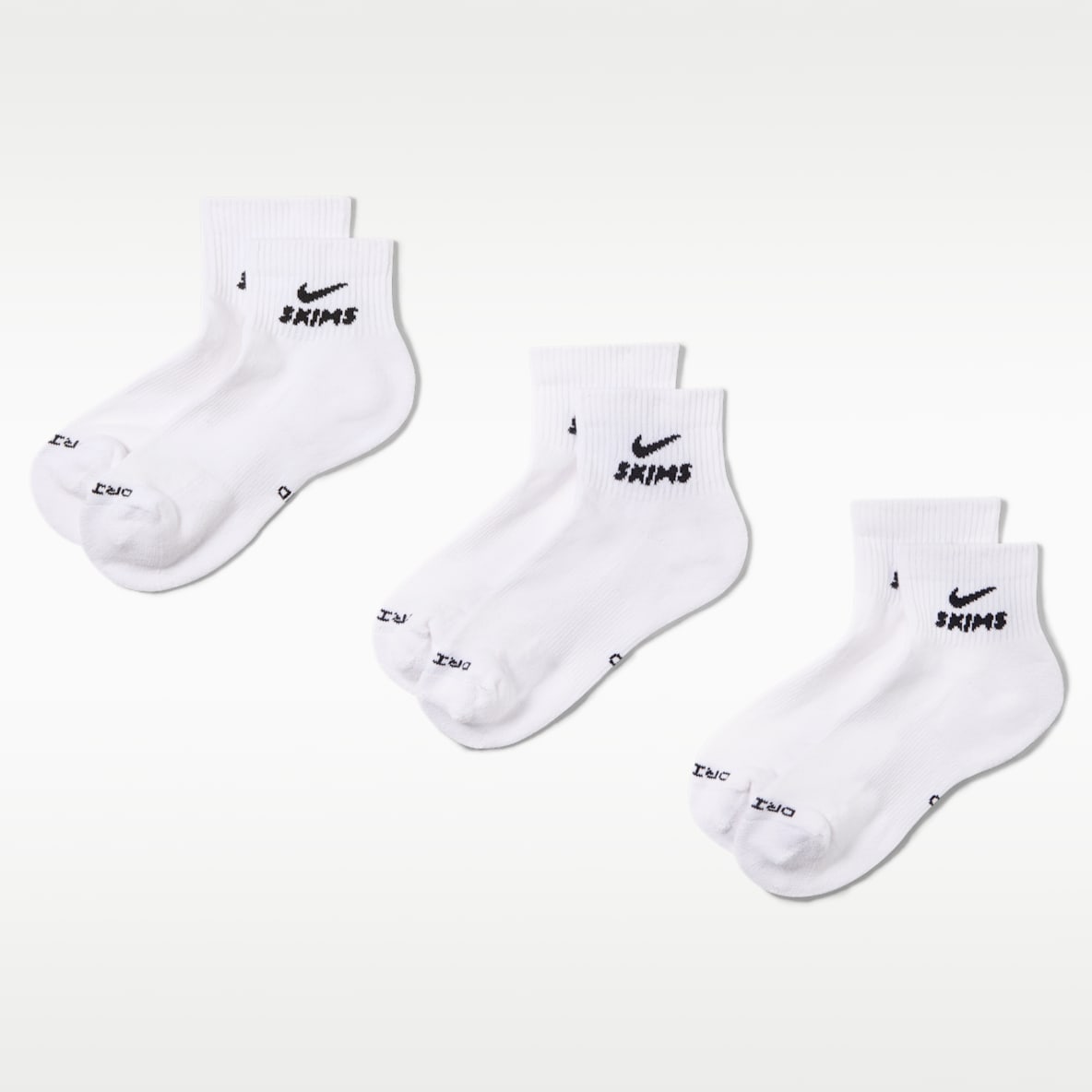 NikeSKIMS Women's Dri-FIT Quarter Socks (3 Pairs)