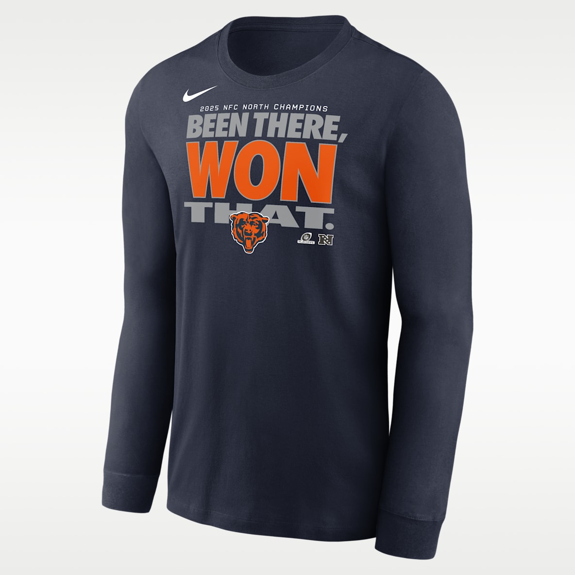 Chicago Bears 2025 NFC North Champions Trophy Collection Men's Nike NFL Long-Sleeve T-Shirt
