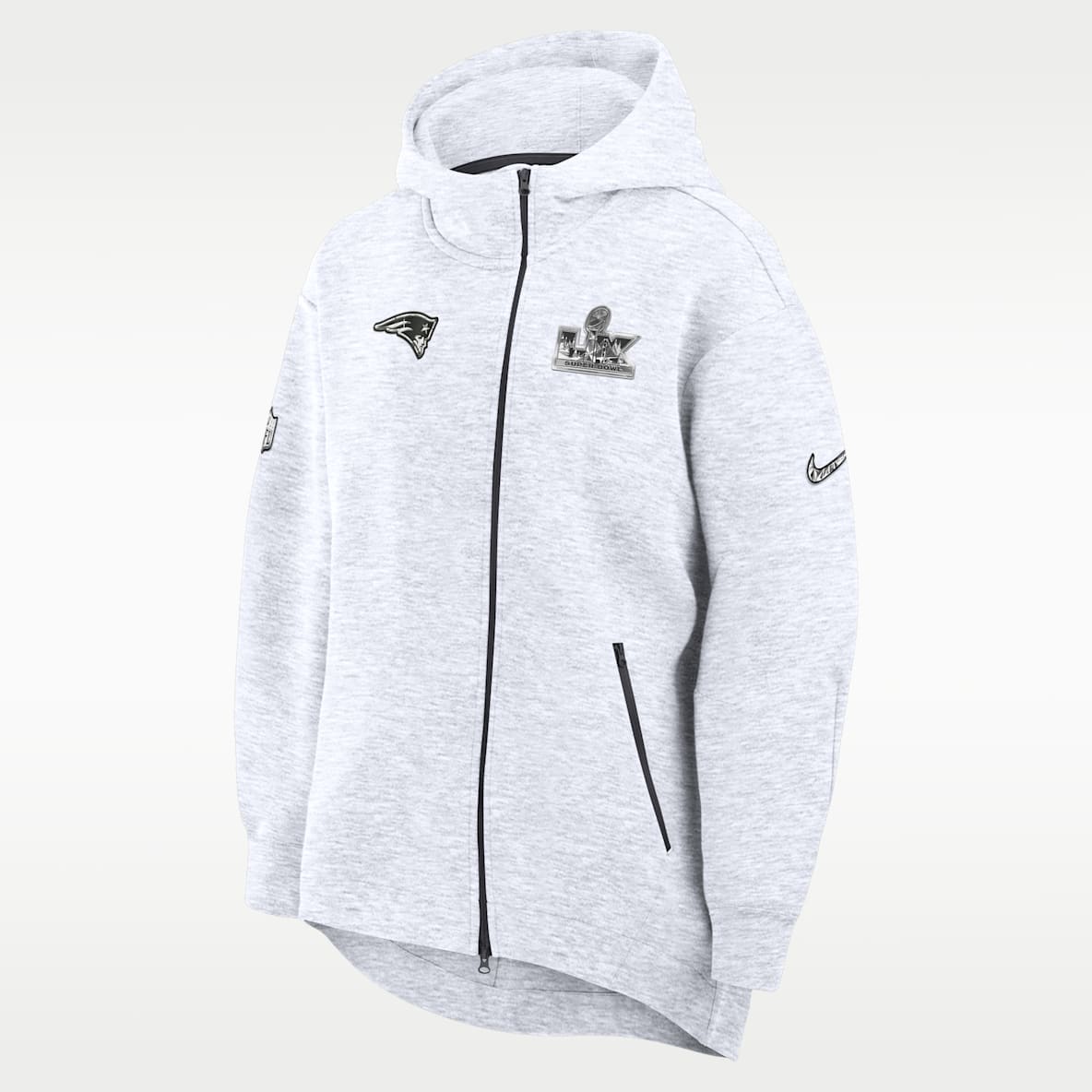 New England Patriots Super Bowl LX Opening Night Tech Fleece Women's Nike NFL Full-Zip Hooded Cape