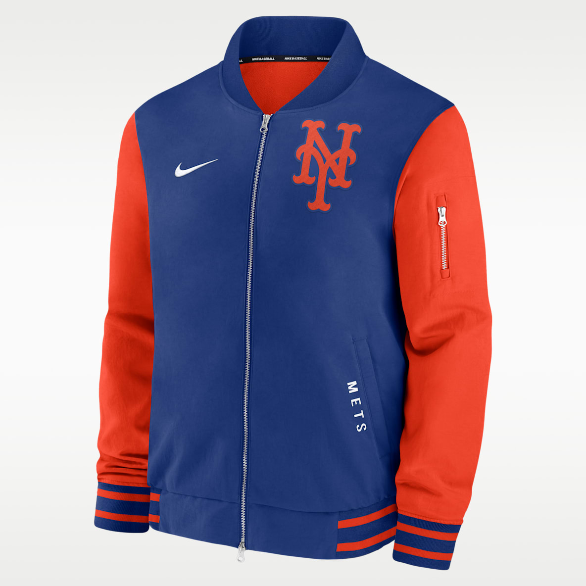 New York Mets Authentic Collection Dugout Chamarra bomber Nike de la MLB de cierre completo para hombre