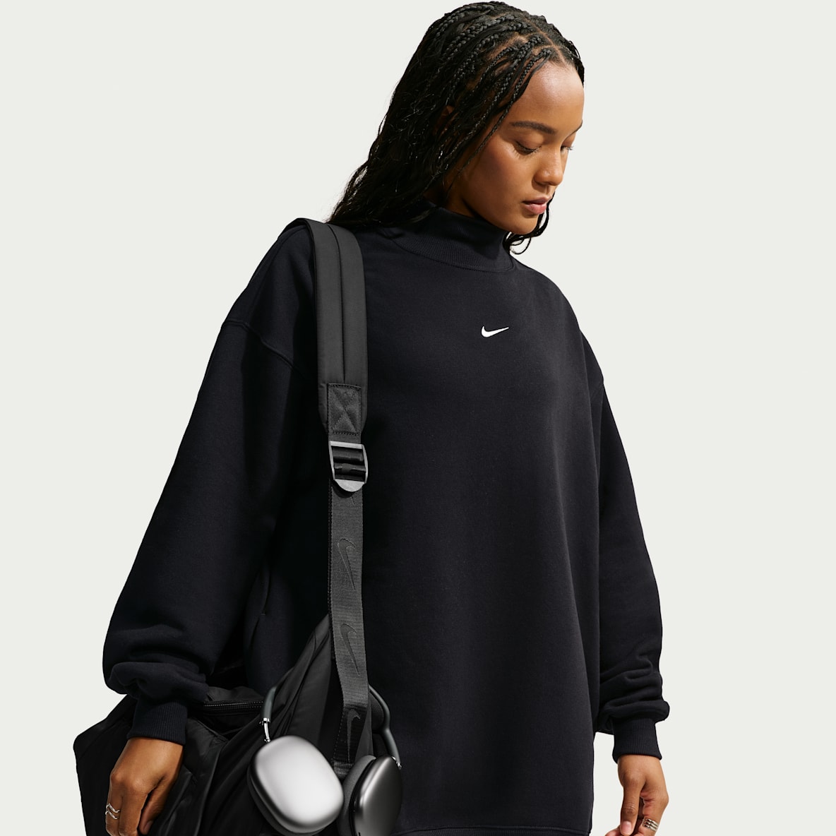 Nike Studio Fleece Medium Weight Women's Oversized Mock-Neck Sweatshirt