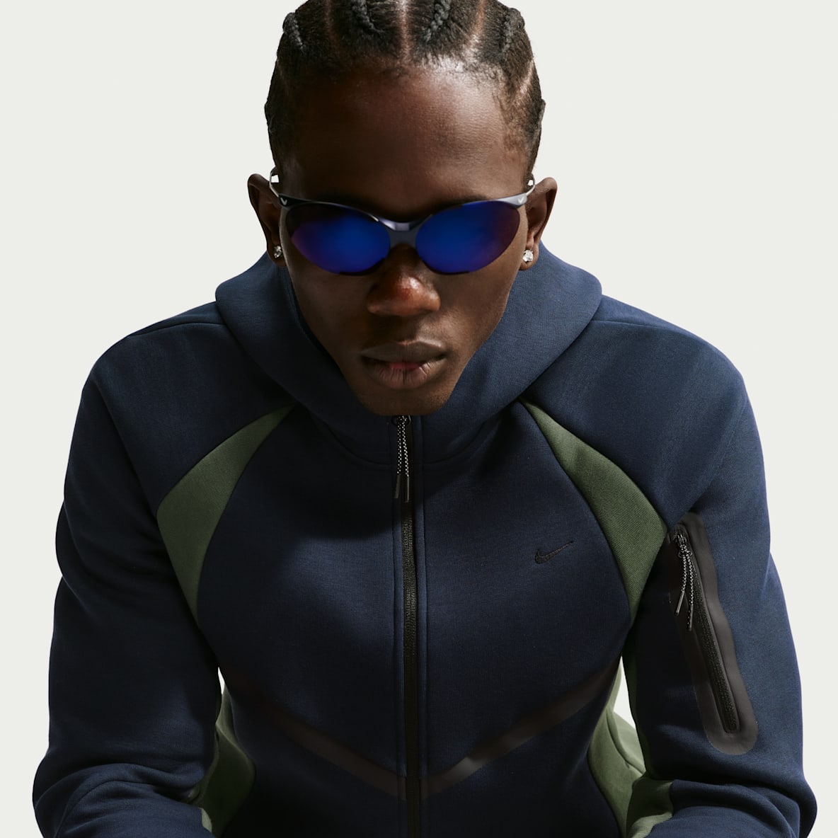 Nike Tech Windrunner-Fleecejacke mit durchgehendem Reißverschluss und Color-Block-Design (Herren)