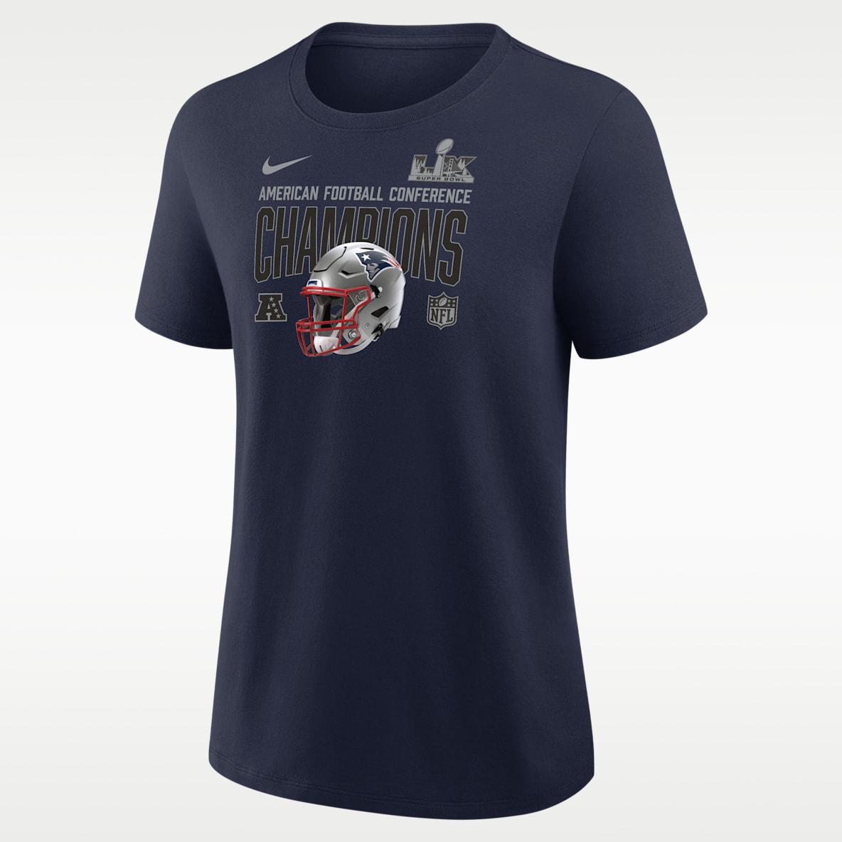 New England Patriots 2026 AFC Champions Helmet Women's Nike NFL T-Shirt