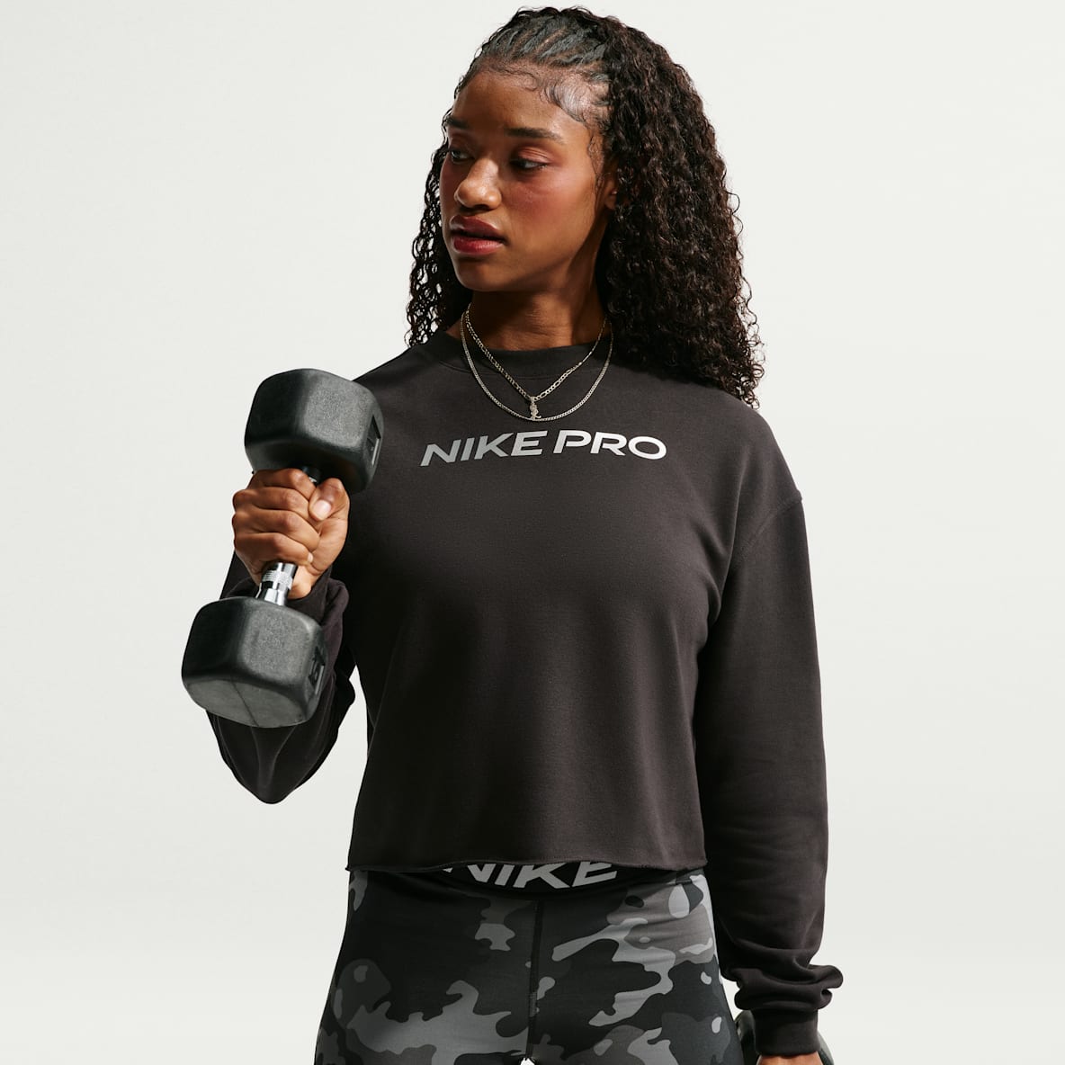 Nike Pro Women's Dri-FIT Crew-Neck French Terry Top