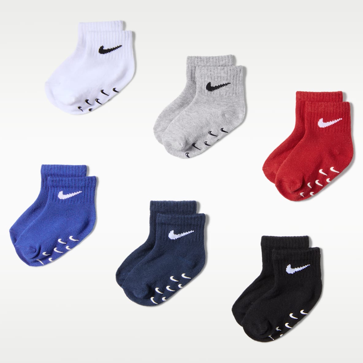 Nike Calcetines antideslizantes Core Swoosh para bebé (6 pares)