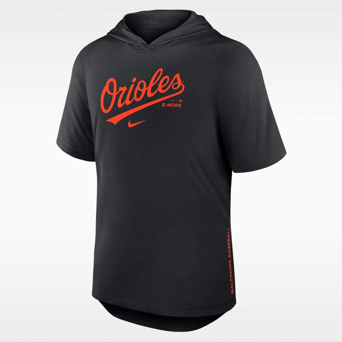 Baltimore Orioles Arched Wordmark Men's Nike Dri-FIT MLB Hooded T-Shirt