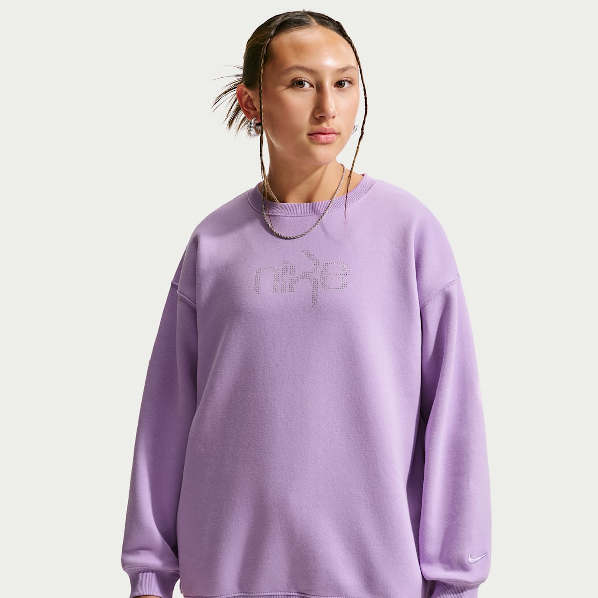 Nike Studio Fleece Sweat oversize à col ras-du-cou pour pré-ado (fille)