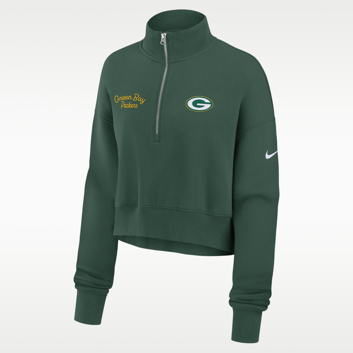 Green Bay Packers Phoenix Women's Nike NFL Cropped 1/4-Zip Crew