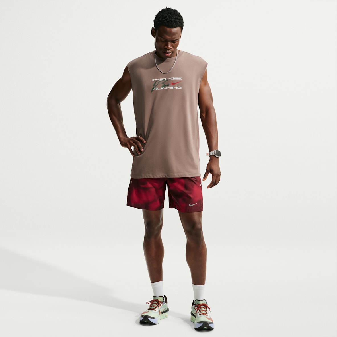 Nike Miler Men's Dri-FIT 18cm (approx.) Brief-Lined Printed Running Shorts
