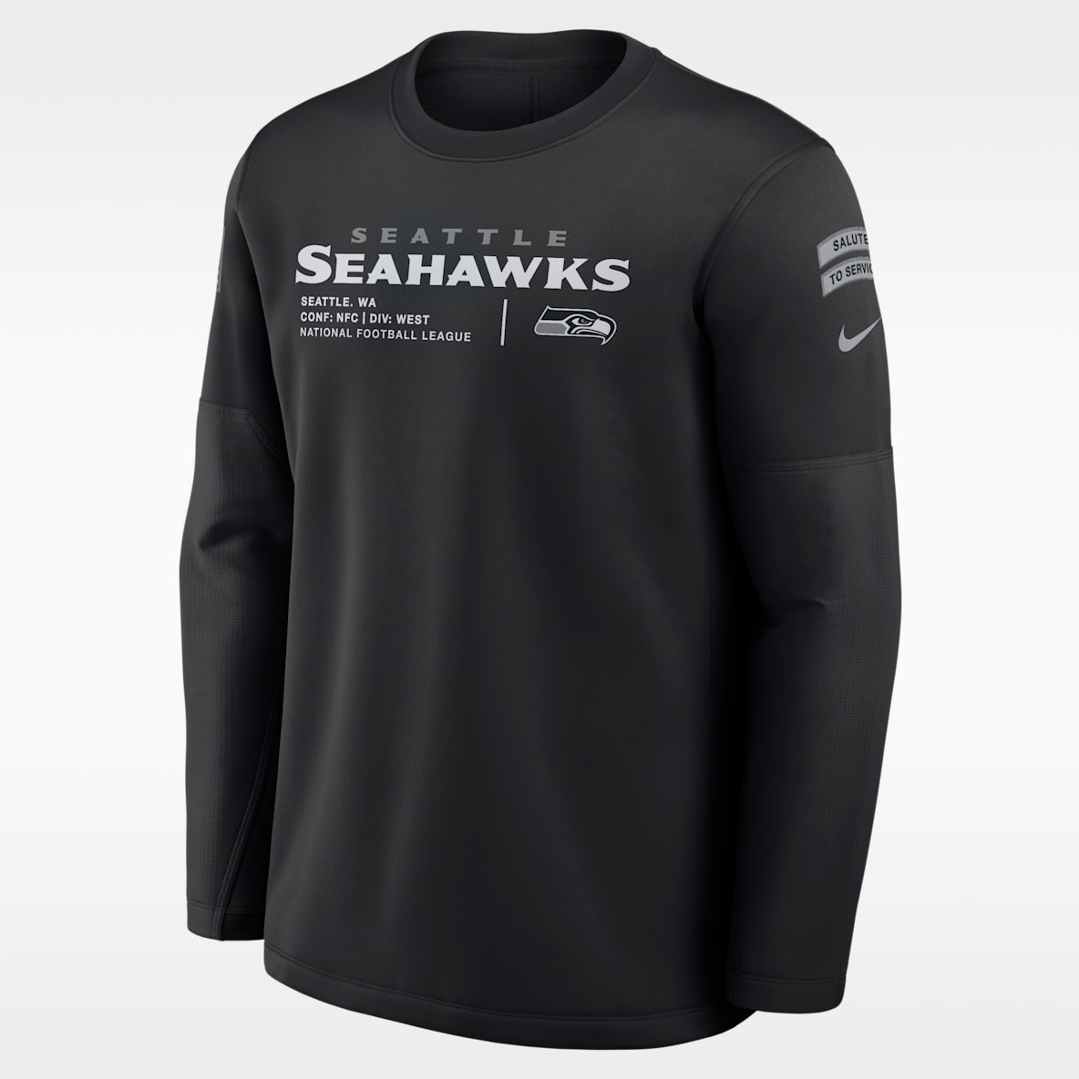 Seattle Seahawks Salute to Service Sideline Coaches Sudadera de cuello redondo sin cierre Nike de la NFL para hombre