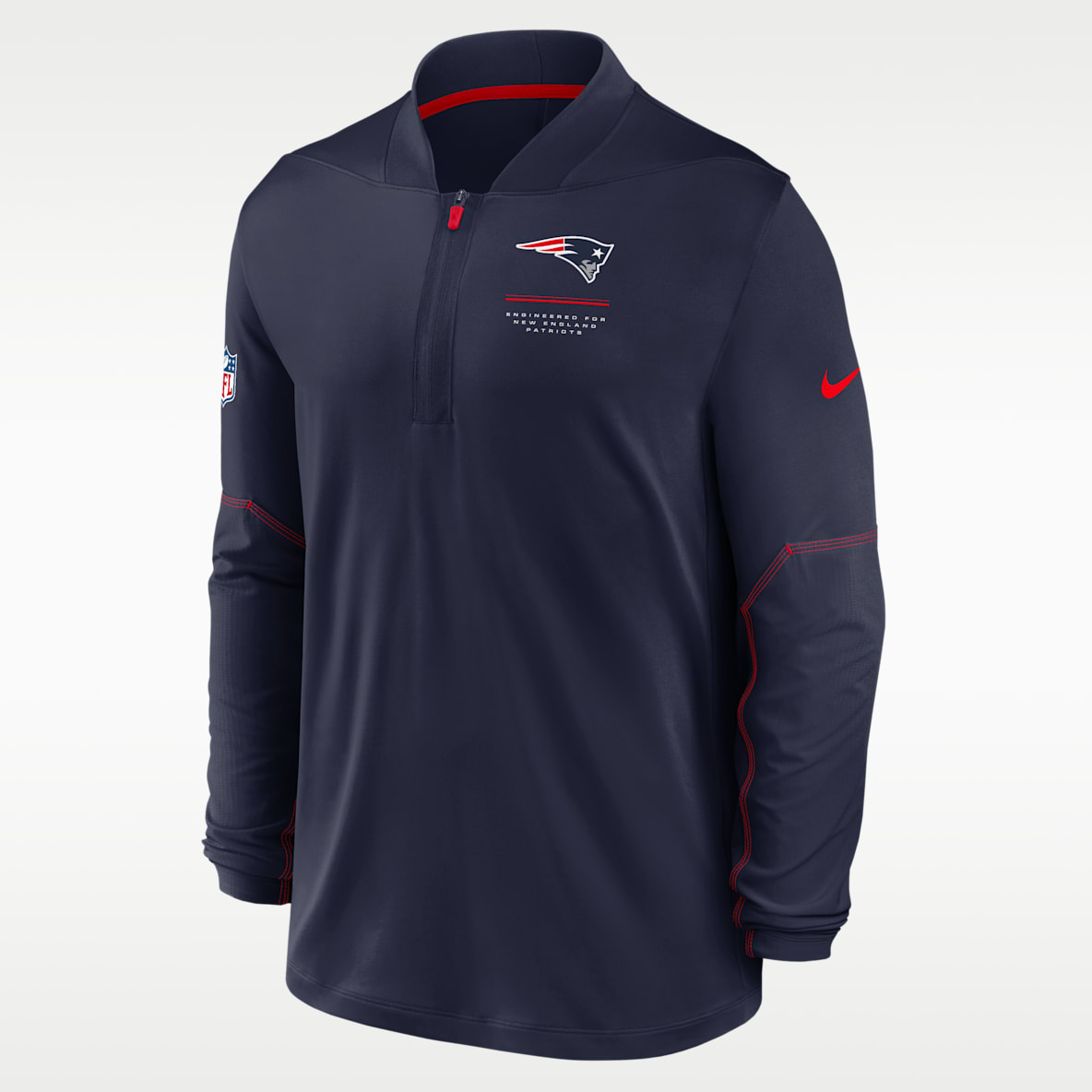 New England Patriots Sideline Playera Nike Dri-FIT de la NFL de medio cierre para hombre
