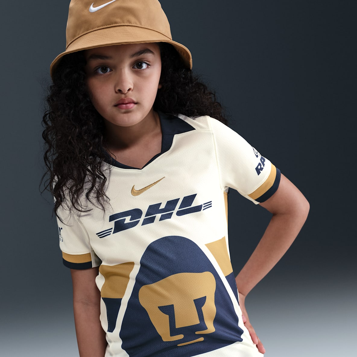 Pumas UNAM local 2025/26 Stadium Jersey de fútbol Nike Dri-FIT Replica para niños talla grande