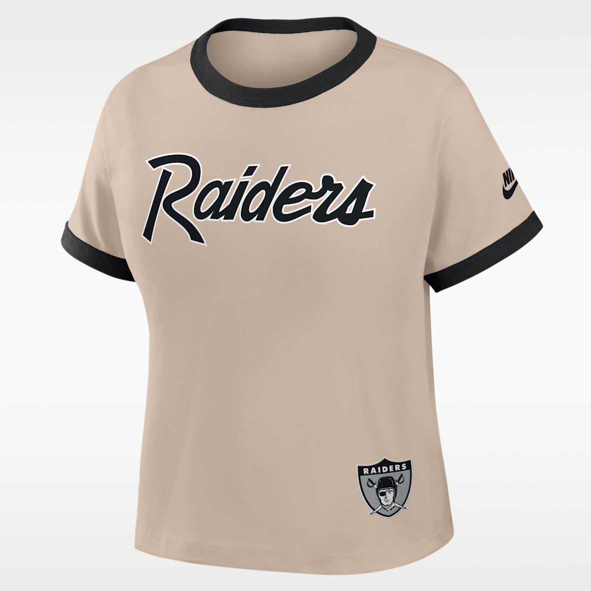 Las Vegas Raiders Rewind Ringer Mod Playera Nike de la NFL cropped para mujer