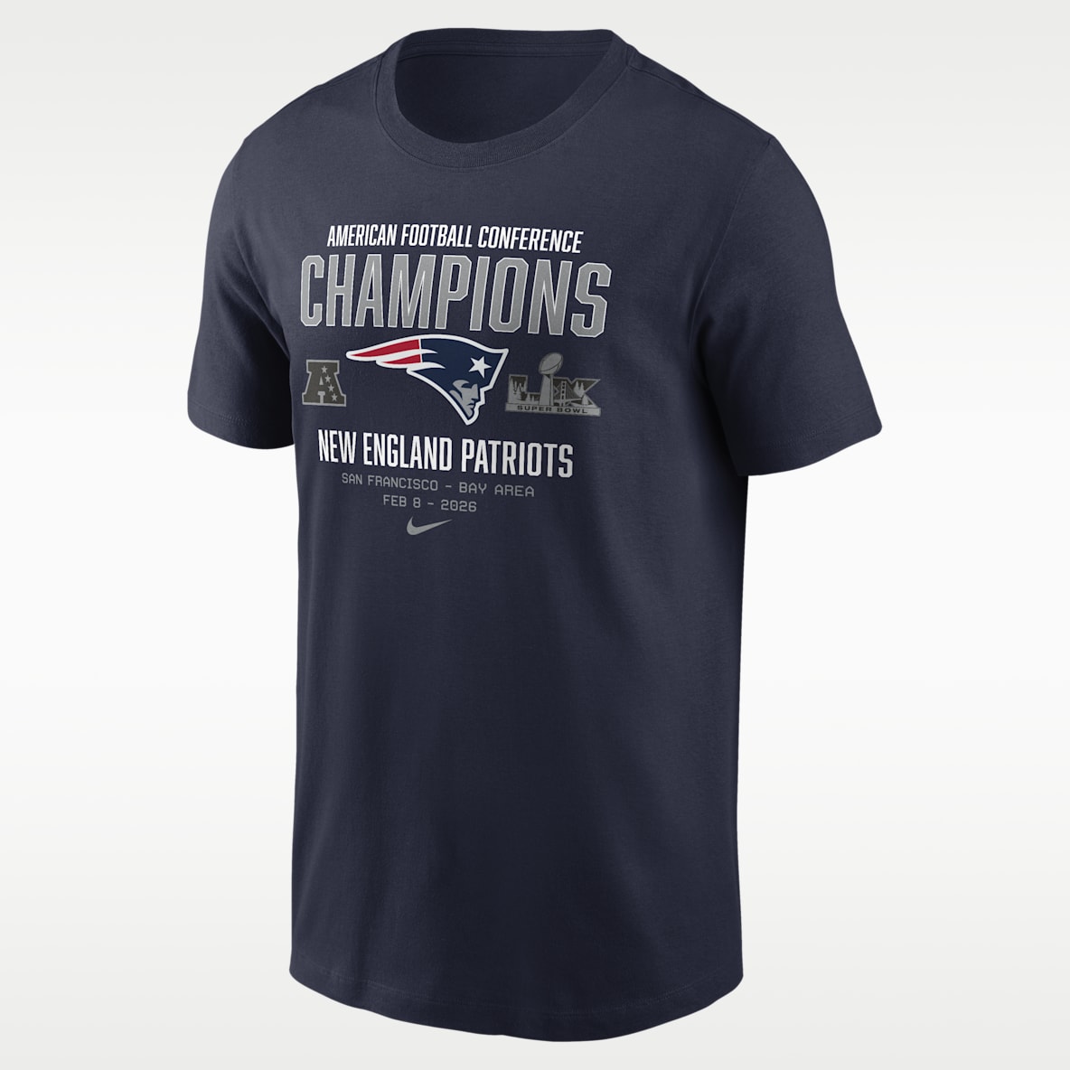 New England Patriots 2026 AFC Champions Team Nation Men's Nike NFL T-Shirt