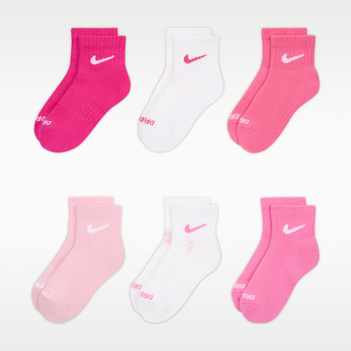 Nike Dri-FIT Performance Basics Little Kids' Ankle Socks (6 Pairs)