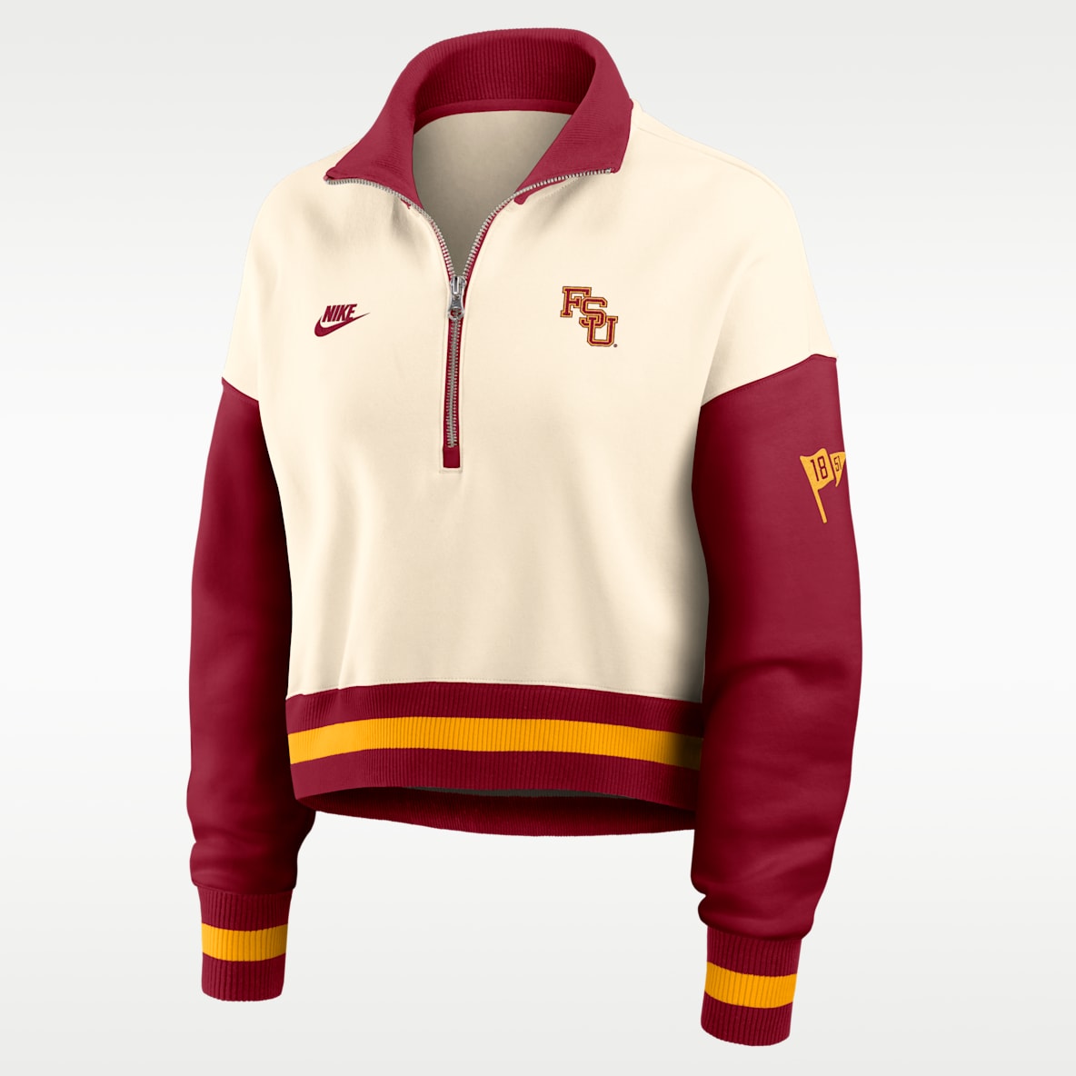 Florida State Legacy Women's Nike College Cropped Oversized 1/4-Zip Crew