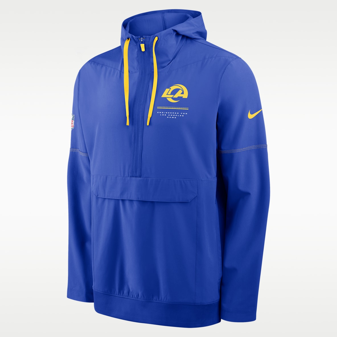 Los Angeles Rams Sideline Anorak Chamarra Nike de la NFL de medio cierre con gorro para hombre