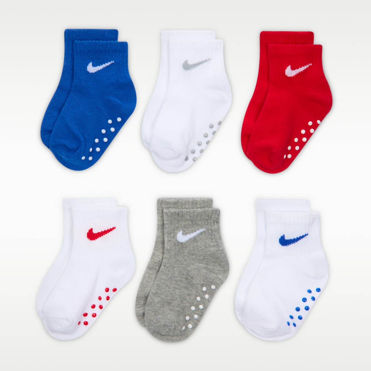Nike Baby (12-24) Pop Colour Ankle Gripper Socks (6 Pairs)