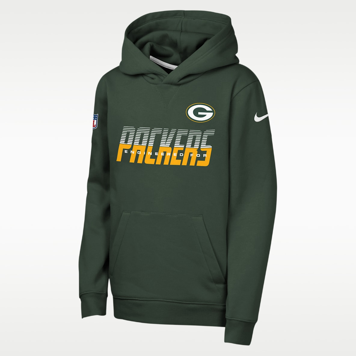 Green Bay Packers Sideline Sudadera con gorro sin cierre Nike de la NFL para niños talla grande
