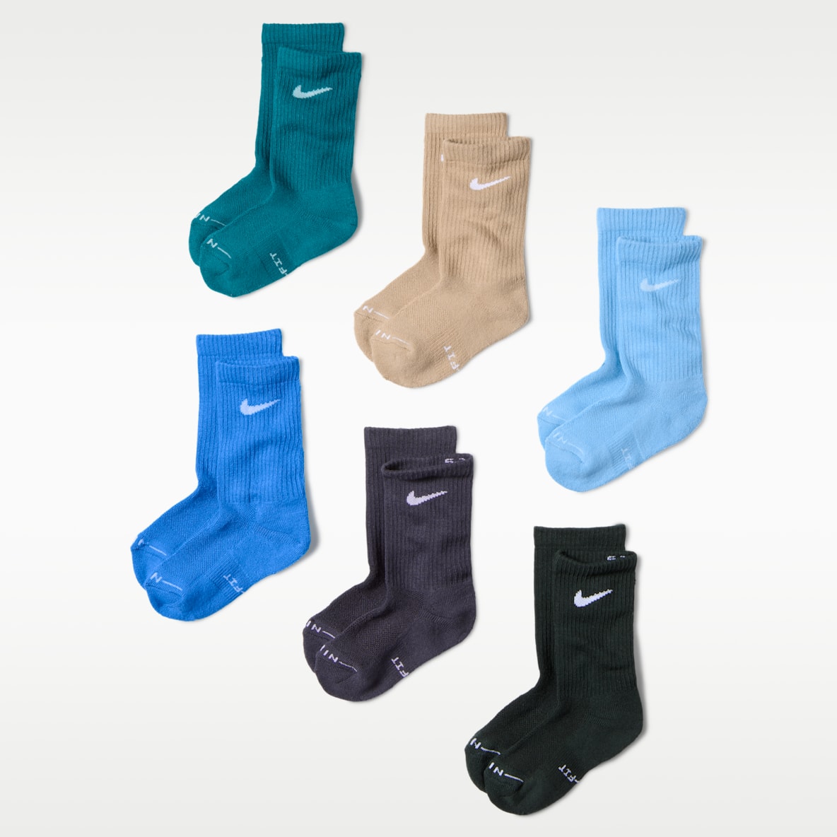 Nike Kids' Dri-FIT Elevated Everyday Crew Socks (6 Pairs)