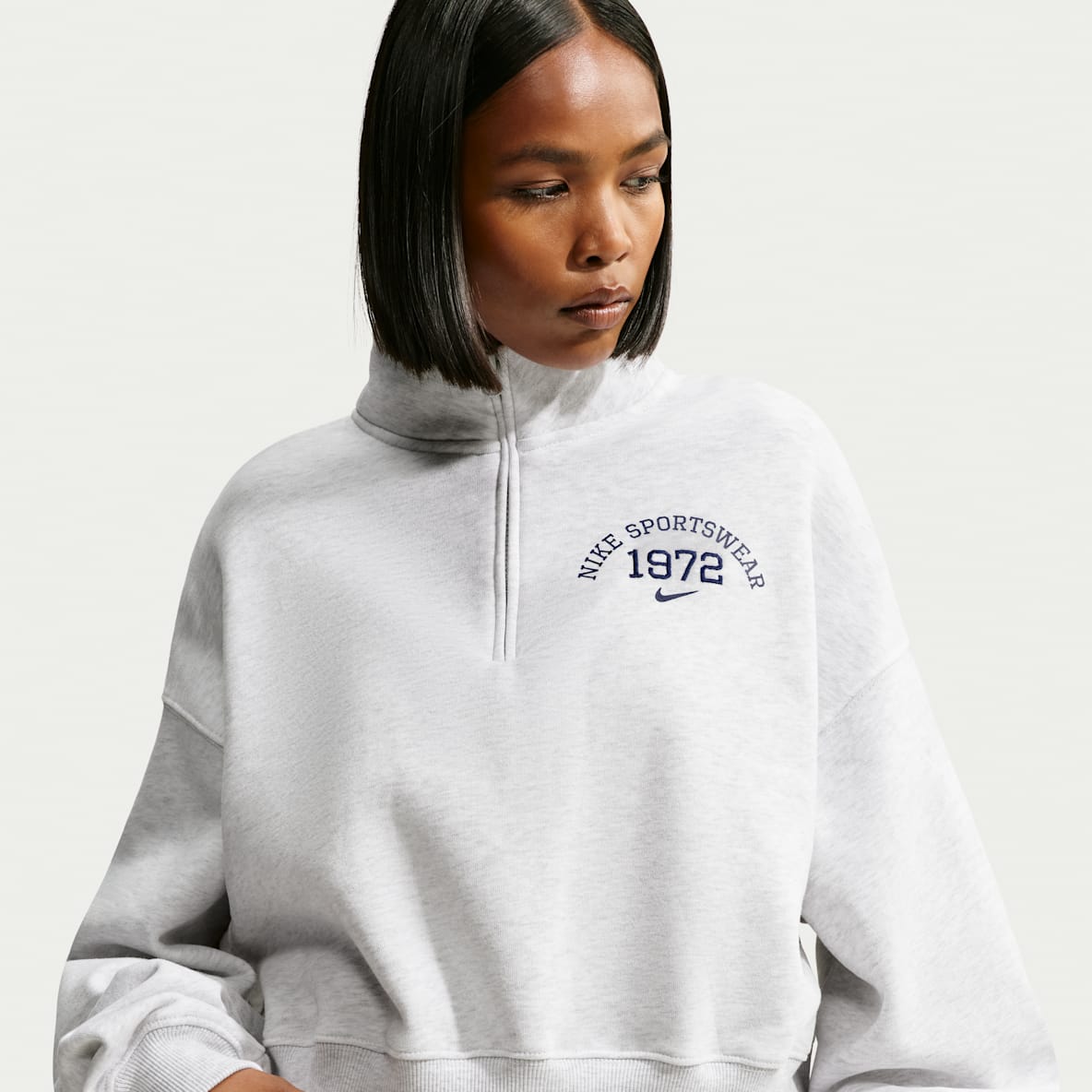 Nike Studio Fleece Medium Weight Haut court oversize à 1/4 de zip pour femme