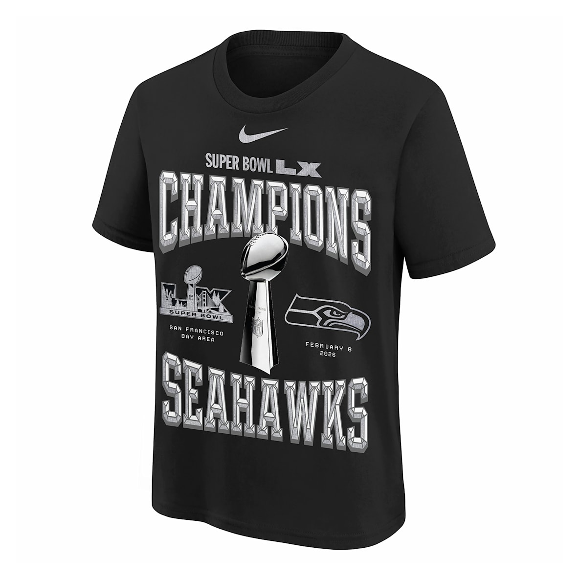 Seattle Seahawks Super Bowl LX Champions Replica Locker Room Big Kids' Nike NFL T-Shirt