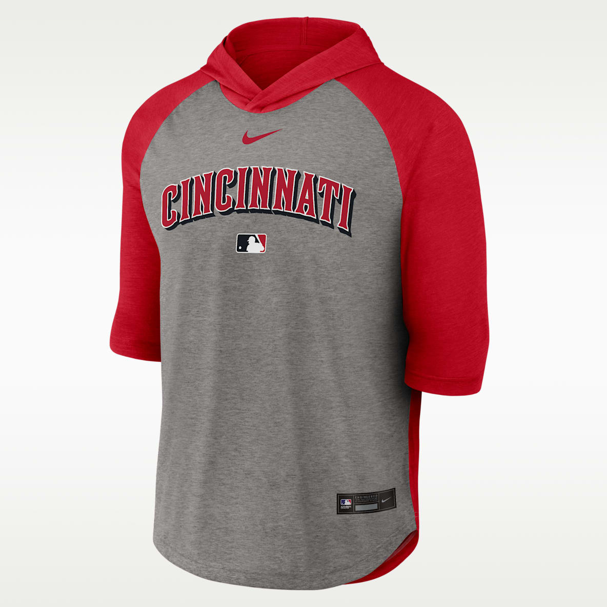 Cincinnati Reds Authentic Collection Flux Men's Nike Dri-FIT MLB 3/4-Sleeve Hooded T-Shirt