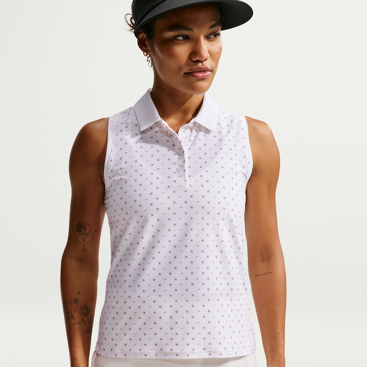 Nike Victory Dri-FIT-golfpolo uden ærmer med print til kvinder