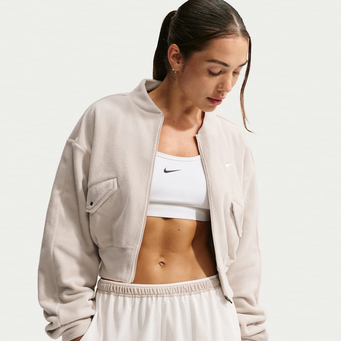 Nike One Chamarra bomber de tejido Fleece Therma-FIT para mujer