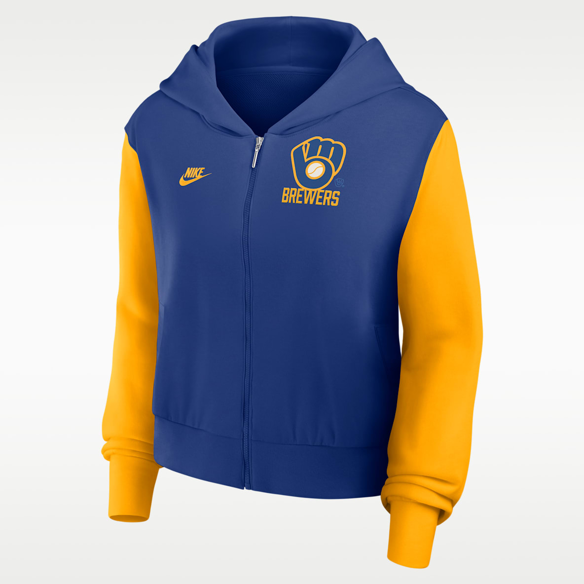Milwaukee Brewers Cooperstown Sudadera con gorro de cierre completo Nike de la MLB para mujer