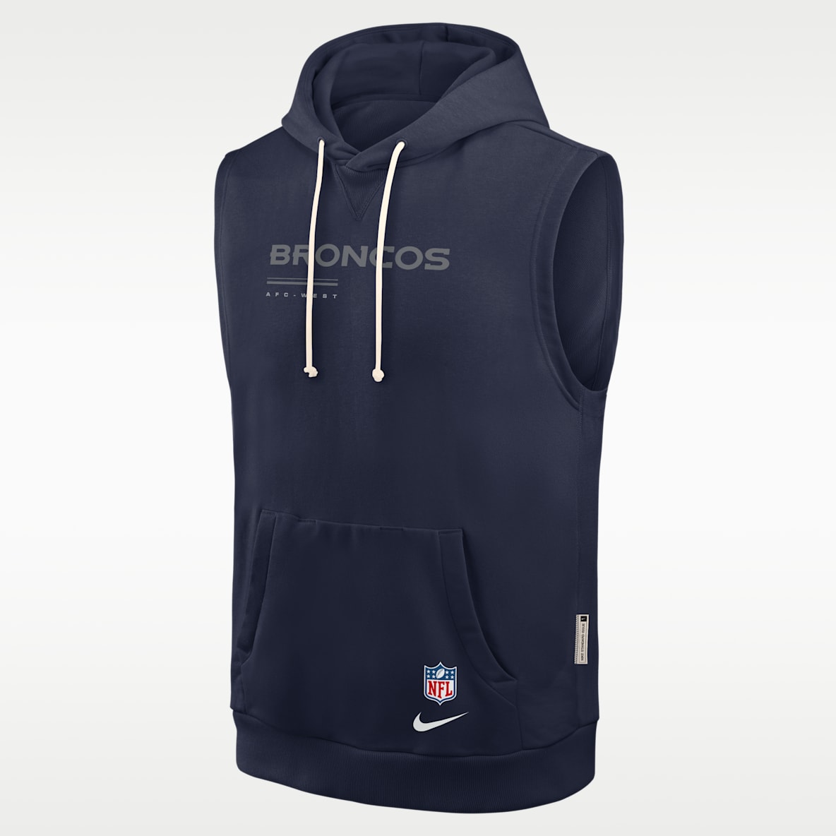 Denver Broncos Sideline Sudadera con gorro sin cierre sin mangas Nike Dri-FIT de la NFL para hombre