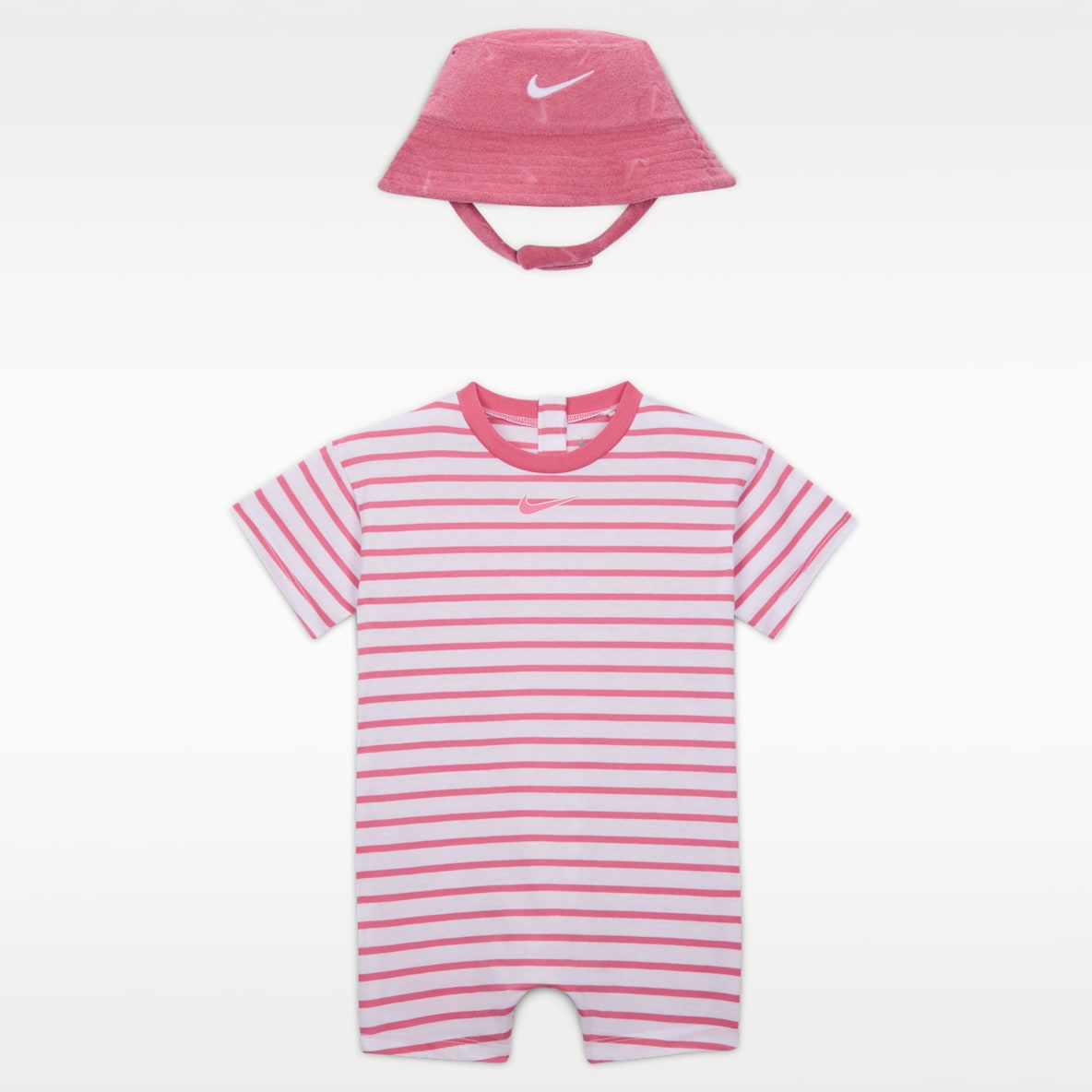 Nike ベビー ショートスリーブ ロンパー バケットハット付き