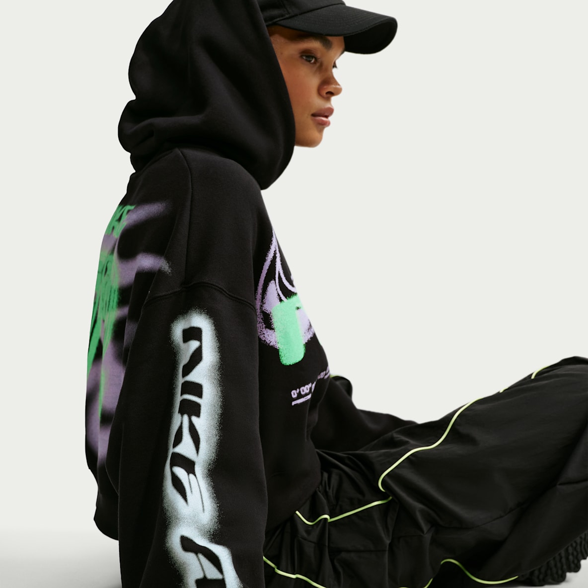 Nike Studio Fleece Medium Weight Women's Cropped Oversized Pullover Hoodie