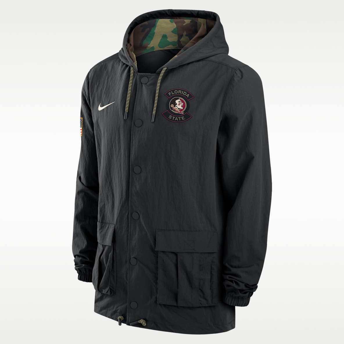 Florida State Men's Nike Full-Snap Hooded Military Jacket
