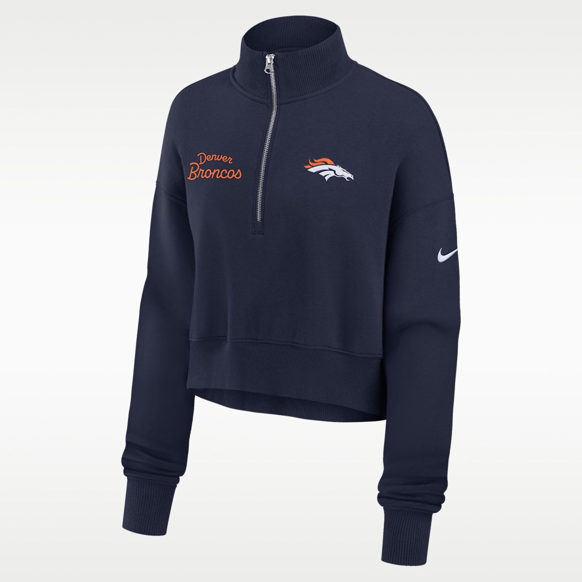 Denver Broncos Phoenix Women's Nike NFL Cropped 1/4-Zip Crew