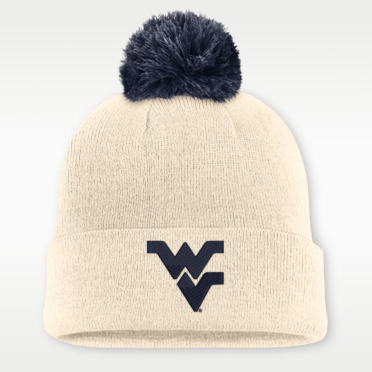 West Virginia Campus Prep Script Men's Nike College Cuffed Pom Beanie