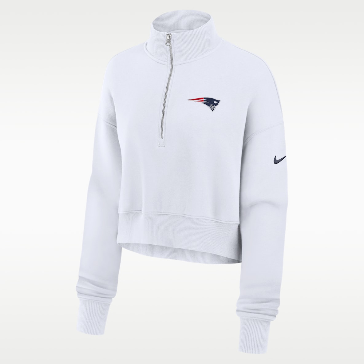 New England Patriots Primetime Phoenix Women's Nike NFL Oversized Cropped 1/4-Zip Crew
